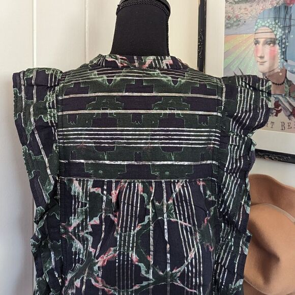 Pilcro Anthropologie Ruffled Buttondown Sleevless Top, sz SM EUC - Picture 10 of 15